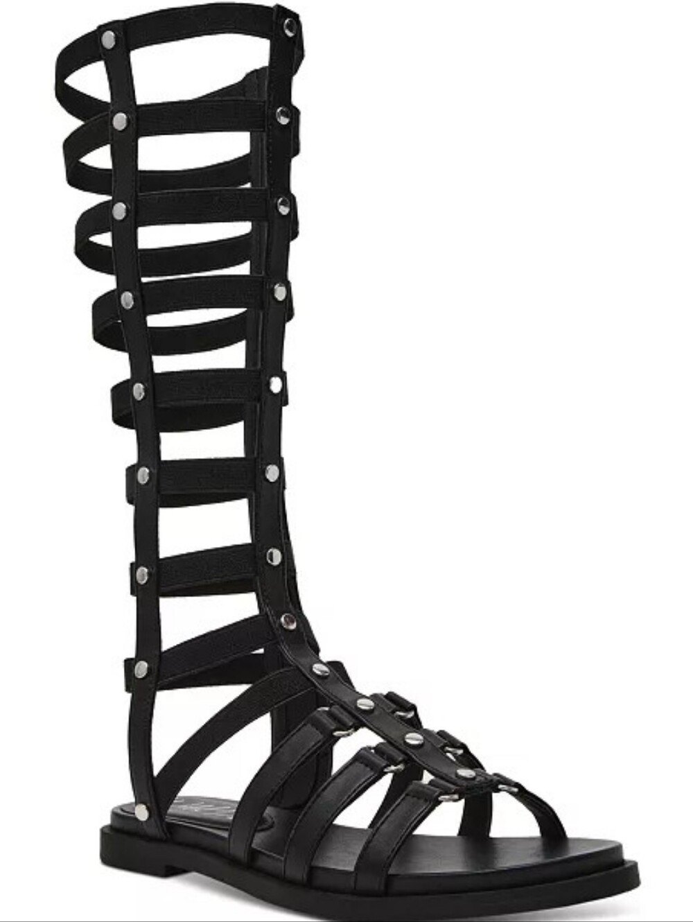 Wild Pair Romikaa Gladiator Sandals Black Knee High Strappy Flat Size 8.5 NWT